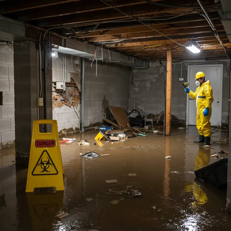 Flooded Basement Electrical Hazard in Prague, OK Property