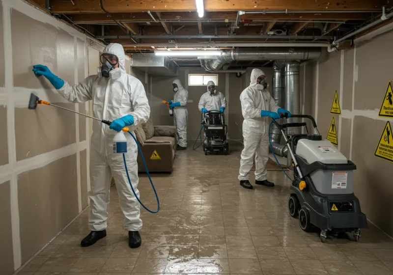 Basement Moisture Removal and Structural Drying process in Prague, OK